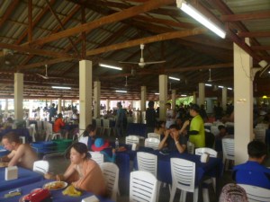 Eating in the mess hall